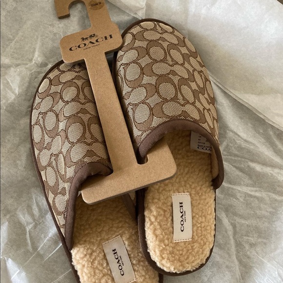 NWT COACH SIGNATURE KHAKI SLIPPERS MEN - Picture 5 of 5